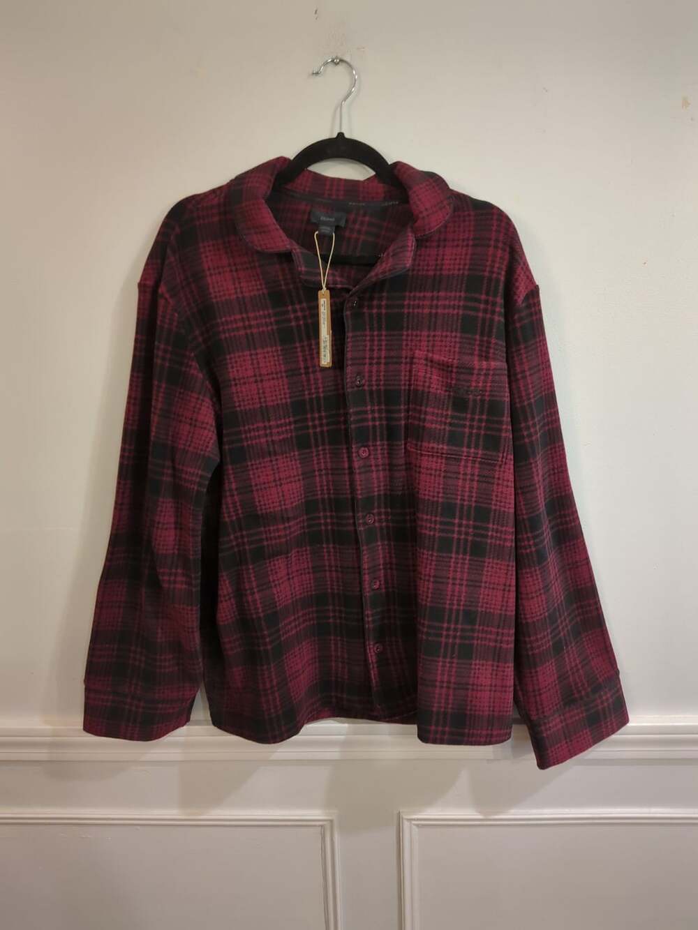 SKIMS Fleece Pajama Top Size S/CH Red Black Plaid NWT kim kardashian